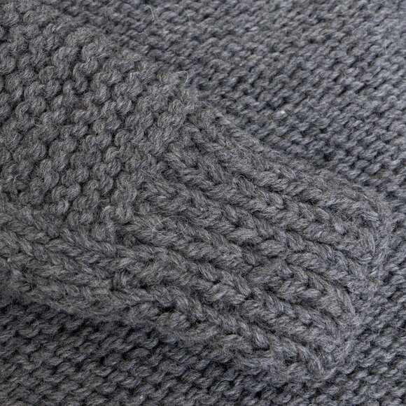 Wings + Horns Chunky Wool Sweater Peruvian Knit Warm Heavy Cozy Gray - Picture 8 of 11